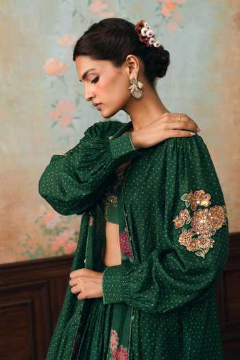 Buy Paulmi And Harsh Emerald Green Silk, Cotton Sweetheart Neck, Fallon Embroidered Jacket Skirt Set Online at Aza Fashions Buy_Paulmi And Harsh_Emerald Green Silk, Cotton Sweetheart Neck, Fallon Embroidered Jacket Skirt Set _Online_at_Aza_Fashions