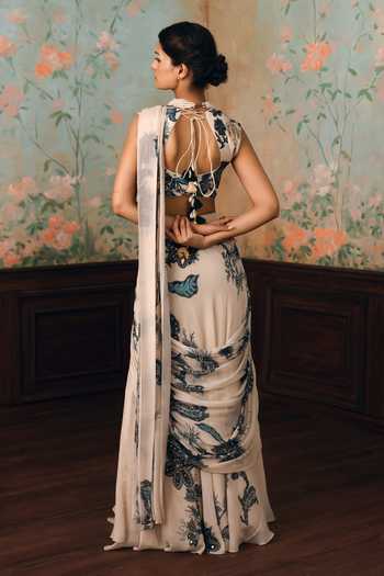 Paulmi And Harsh Wolfe Printed Pre-Draped Saree With Blouse