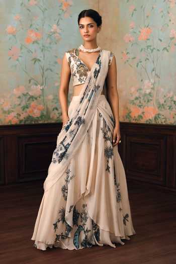 Paulmi And Harsh Wolfe Printed Pre-Draped Saree With Blouse