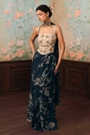 Paulmi And Harsh Lilia Printed Corset Skirt Set