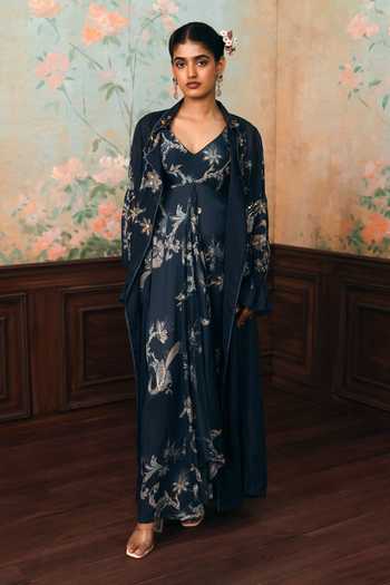Paulmi And Harsh Elio Printed Dress With Jacket 