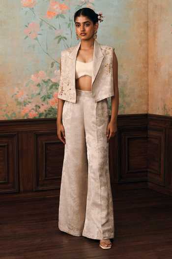 Paulmi And Harsh Rosamund Woven Jacket Pant Set 