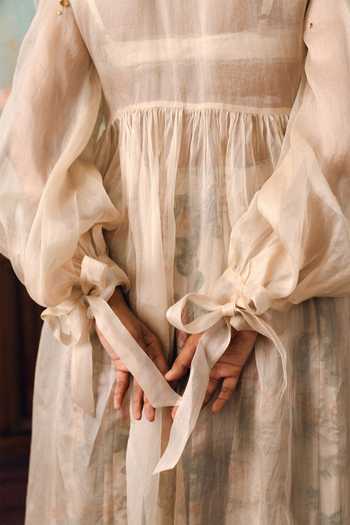 Paulmi And Harsh_Ivory Satin, Organza Round Neck Rosalie Embroidered Jacket Skirt Set _Online_at_Aza_Fashions