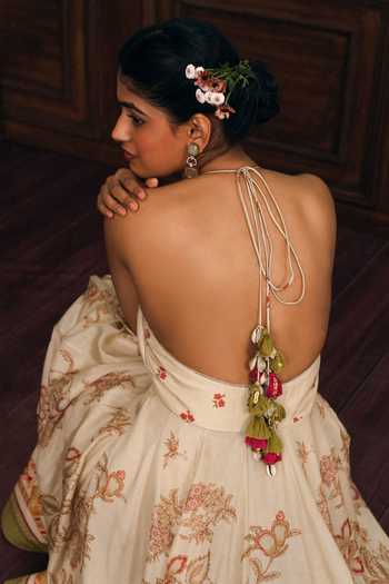 Buy_Paulmi And Harsh_Ivory Silk, Cotton, Organza Halter Neck Delphine Printed Anarkali Set _Online_at_Aza_Fashions