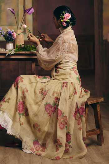 Paulmi And Harsh Solstice Sheer Shirt & Skirt Set 