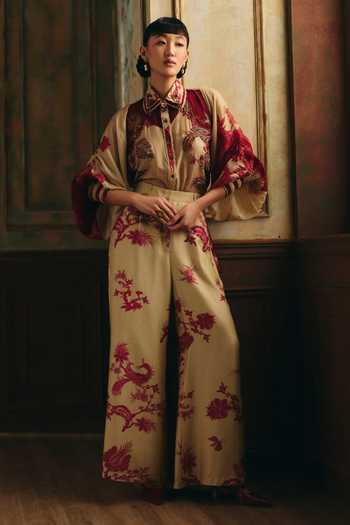 Paulmi And Harsh Hallein Printed Shirt & Trouser Set 