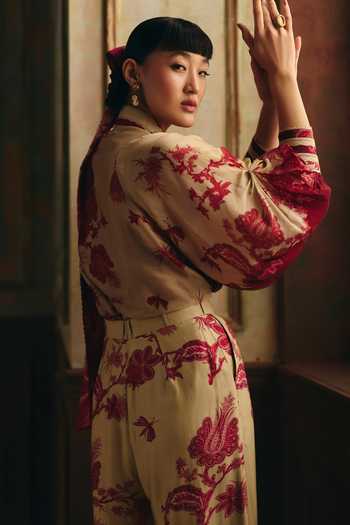 Paulmi And Harsh Hallein Printed Shirt & Trouser Set 