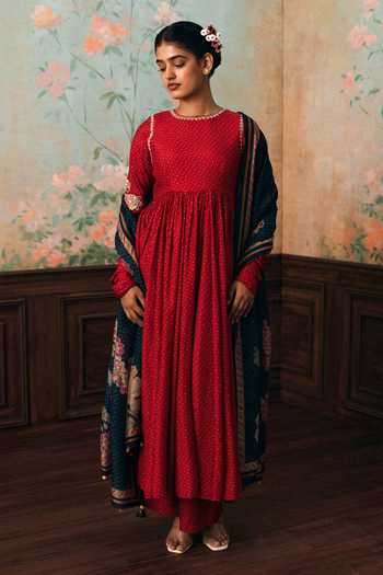 Paulmi And Harsh Corrine Polka Dot Pattern Anarkali Set 