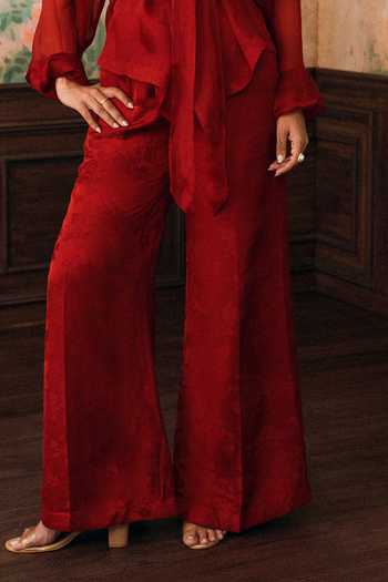 Paulmi And Harsh Red Organza, Jacquard Open , Sweetheart Silas Pure Jacket Pant Set Online at Aza Fashions Paulmi And Harsh_Red Organza, Jacquard Open , Sweetheart Silas Pure Jacket Pant Set _Online_at_Aza_Fashions