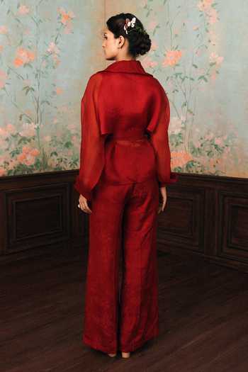Paulmi And Harsh Silas Pure Organza Jacket Pant Set