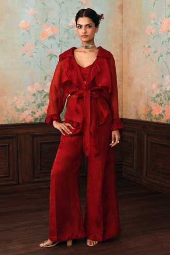 Paulmi And Harsh Silas Pure Organza Jacket Pant Set