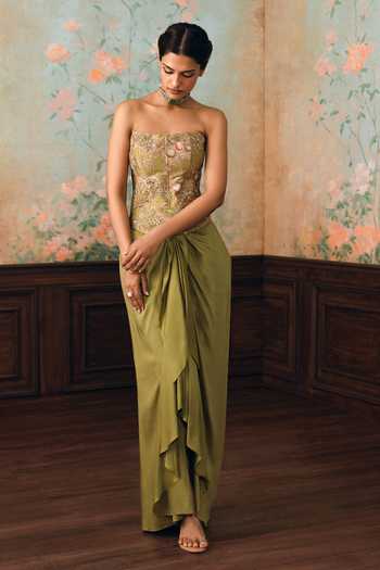 Paulmi And Harsh Merliah Printed Corset & Skirt Set 