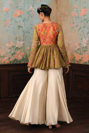 Paulmi And Harsh Keira Printed Peplum Top & Palazzo Set 