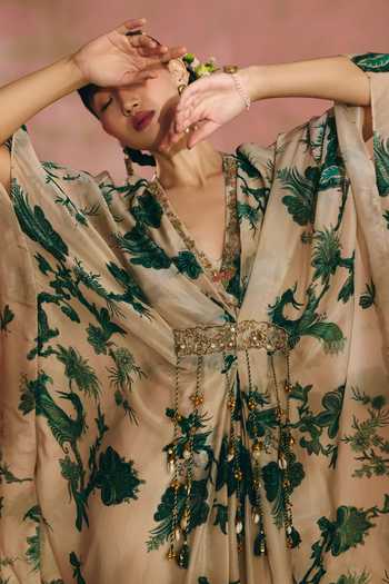 Buy Paulmi And Harsh Ivory V-neck Ena Printed Kaftan Online at Aza Fashions Buy_Paulmi And Harsh_Ivory V-neck Ena Printed Kaftan _Online_at_Aza_Fashions
