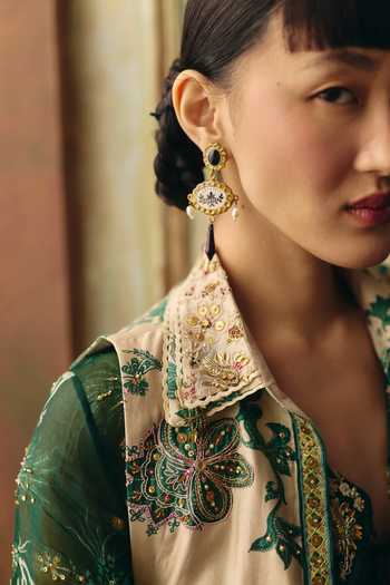 Shop Paulmi And Harsh Ivory Modal, Silk, Organza, Shantoon, Petunia Printed Cropped Jacket Skirt Set Online at Aza Fashions Shop_Paulmi And Harsh_Ivory Modal, Silk, Organza, Shantoon, Petunia Printed Cropped Jacket Skirt Set _Online_at_Aza_Fashions