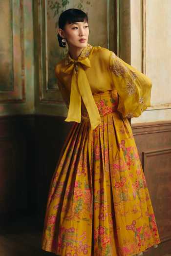 Paulmi And Harsh Alora Sheer Shirt & Skirt Set 