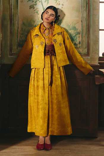 Paulmi And Harsh Hiatus Printed Jacket Skirt Set 