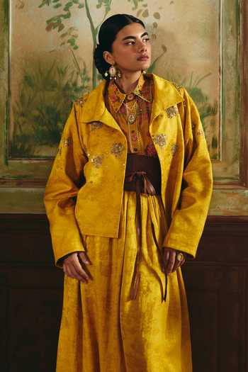 Paulmi And Harsh Hiatus Printed Jacket Skirt Set 