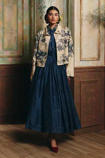 Paulmi And Harsh Cecily Printed Shacket Skirt Set 