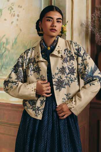 Paulmi And Harsh Cecily Printed Shacket Skirt Set 