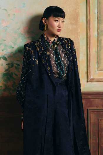 Paulmi And Harsh Eirene Woven Jacket Pant Set 