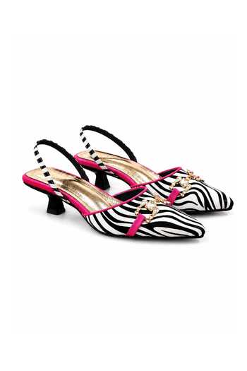 Sole House Multi Color Zebra Luxe Print Kitten Heels Online at Aza Fashions Sole House_Multi Color Zebra Luxe Print Kitten Heels _Online_at_Aza_Fashions