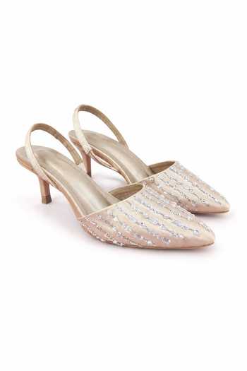 Sole House Rose Gold Pearl Embellished Kitten Heels Online at Aza Fashions Sole House_Rose Gold Pearl Embellished Kitten Heels _Online_at_Aza_Fashions