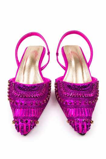 Buy Sole House Fuchsia Crimson Embellished Kitten Heels Online at Aza Fashions Buy_Sole House_Fuchsia Crimson Embellished Kitten Heels _Online_at_Aza_Fashions