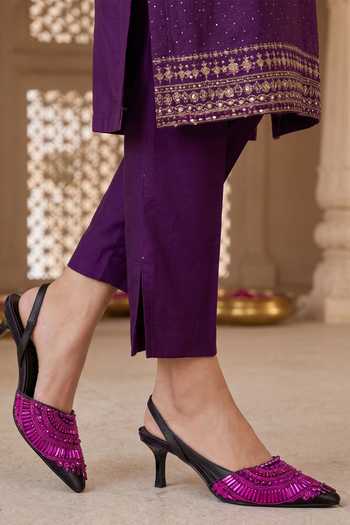 Buy_Sole House_Fuchsia Eclipse Crystal Embellished Kitten Heels _Online_at_Aza_Fashions