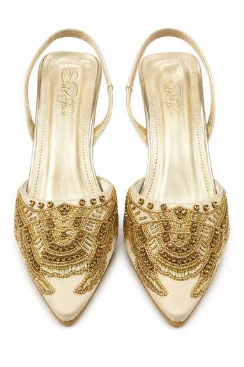 Buy Sole House Gold Imperial Cutdana Embellished Kitten Heels Online at Aza Fashions Buy_Sole House_Gold Imperial Cutdana Embellished Kitten Heels _Online_at_Aza_Fashions