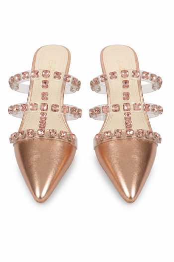 Sole House Rose Gold Jewels Crystal Embellished Kitten Heels Online at Aza Fashions Sole House_Rose Gold Jewels Crystal Embellished Kitten Heels _Online_at_Aza_Fashions