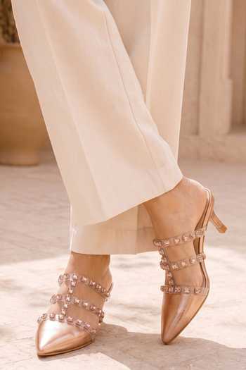 Sole House Rose Gold Jewels Crystal Embellished Kitten Heels at Aza Fashions Sole House_Rose Gold Jewels Crystal Embellished Kitten Heels _at_Aza_Fashions