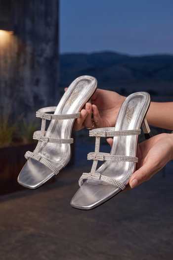 Buy Sole House Silver Starlight Crystal Strap Embellished Kitten Heels Buy_Sole House_Silver Starlight Crystal Strap Embellished Kitten Heels
