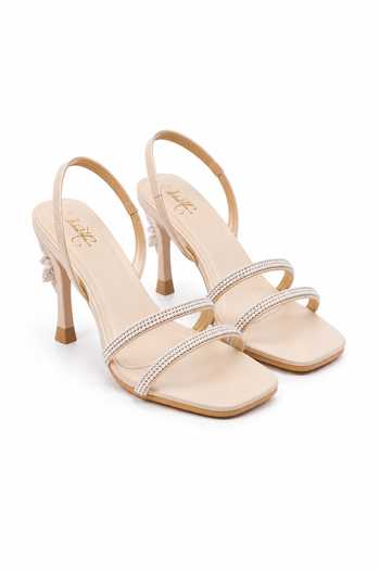 Sole House Cream Snow White Embellished Kitten Heels Online at Aza Fashions Sole House_Cream Snow White Embellished Kitten Heels _Online_at_Aza_Fashions