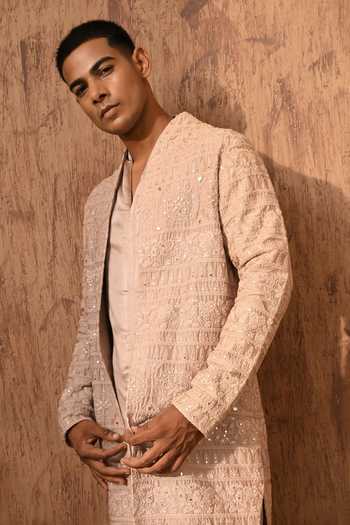 Buy_Sulakshna Jasra_Rose Gold Chanderi Kurta And Pyjama Set 