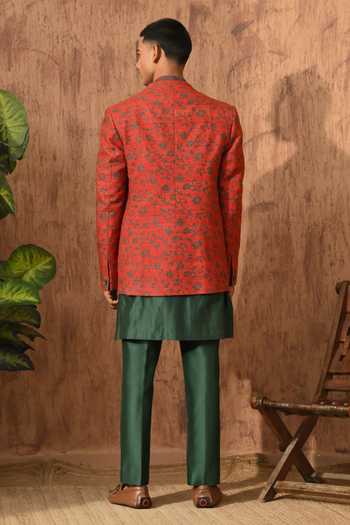 Sulakshna Jasra Silk Printed Bandhgala Set 