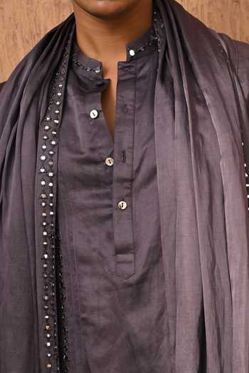 Buy_Sulakshna Jasra_Purple Satin, Linen Kurta Set 