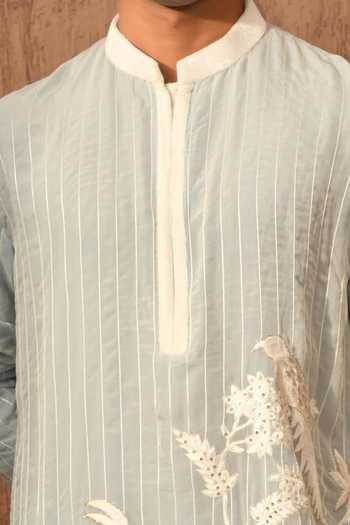 Sulakshna Jasra_Blue Organza Kurta And Pyjama Set _Online_at_Aza_Fashions