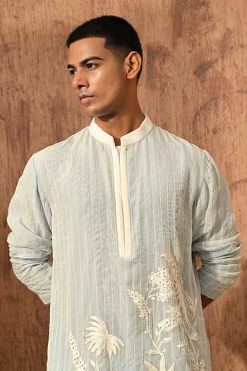 Sulakshna Jasra_Blue Organza Kurta And Pyjama Set _at_Aza_Fashions