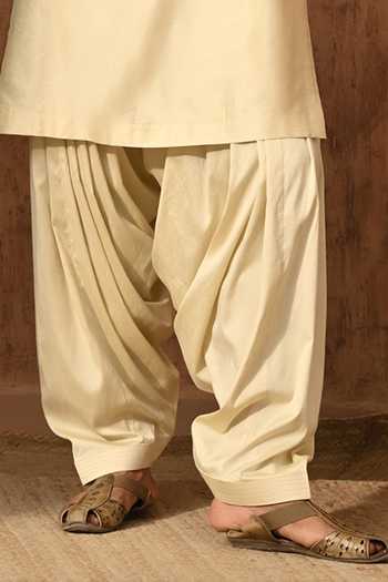 Sulakshna Jasra_Beige Silk, Cotton, Viscose Kurta Set _Online_at_Aza_Fashions