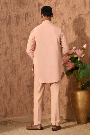 Sulakshna Jasra Leather Work Cotton Tusser Kurta & Pant Set 