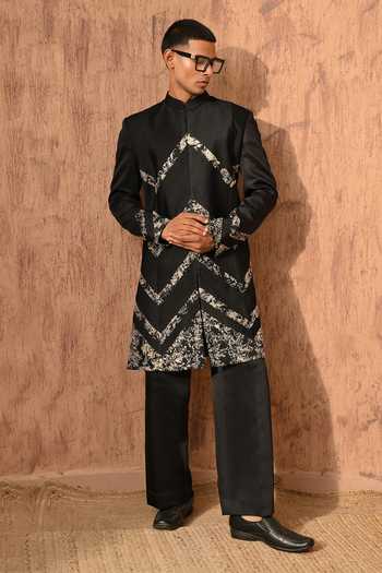 Sulakshna Jasra Linen Satin Sherwani & Pant Set 