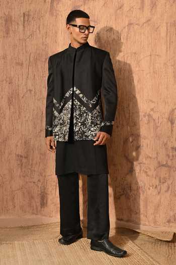 Sulakshna Jasra Linen Satin Bandhgala & Pant Set