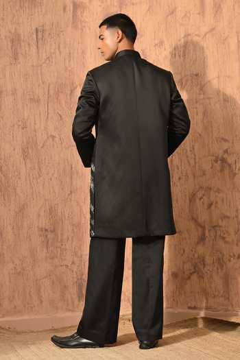 Sulakshna Jasra Zardozi Linen Satin Sherwani & Pant Set 