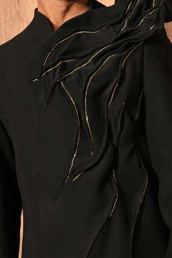 Buy_Sulakshna Jasra_Black Sculptured Sherwani And Pant Set 