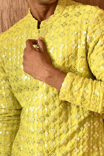 Shop_Sulakshna Jasra_Green Georgette Kurta And Pyjama Set 