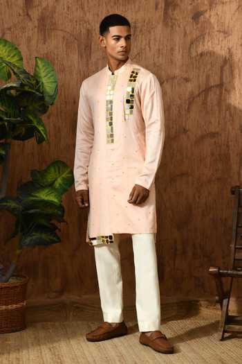 Sulakshna Jasra Mirrorwork Chanderi Kurta & Pyjama Set 