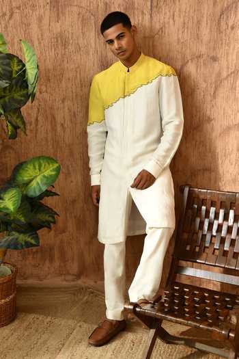 Sulakshna Jasra Embroidered Linen Satin Kurta & Pyjama Set 