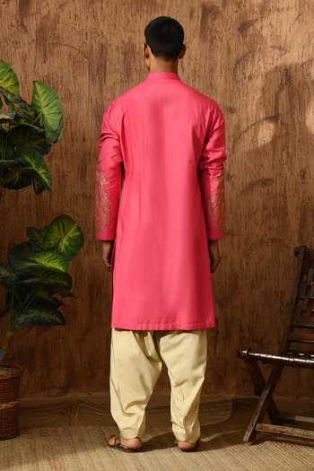 Sulakshna Jasra Embroidered Cotton Tusser Kurta Set 