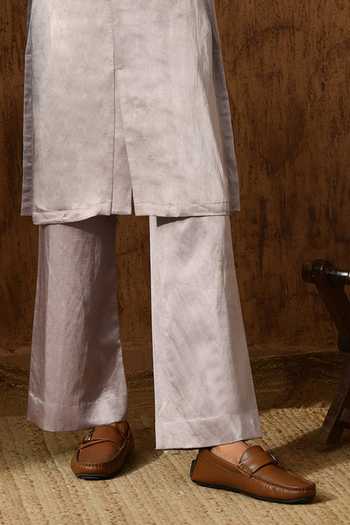Sulakshna Jasra_Lavender Cotton, Satin, Linen, Polyester Embroidered Sherwani And Pant Set _Online_at_Aza_Fashions